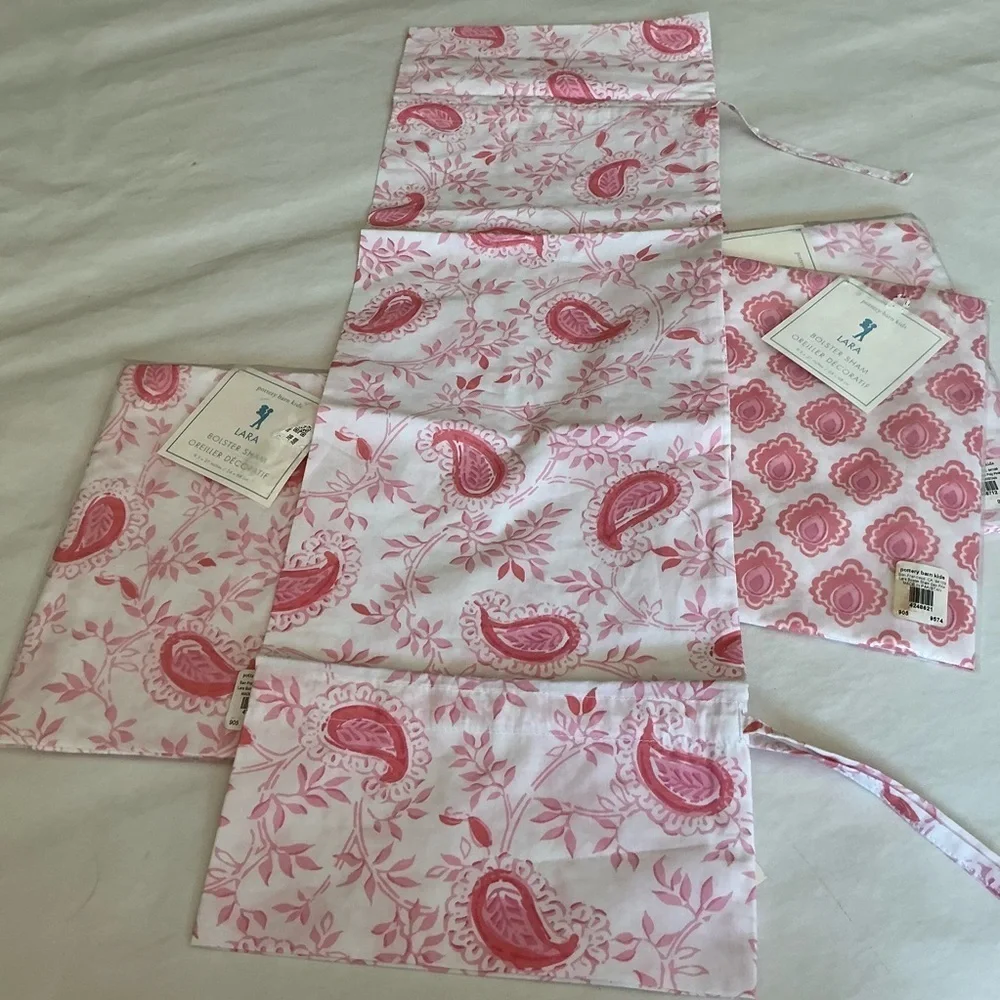 NWT Pottery Barn Kids Lara Paisley Pink Floral Bolster Sham 9.5